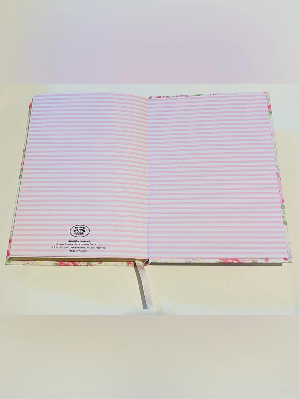 New Laura Ashley Pink Floral Lined Journal 8 3/8” x 6” made in Vietnam 128 Pages